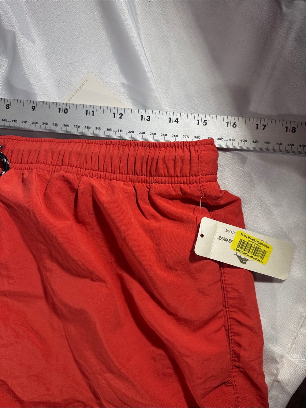Tommy Bahama Men's orange Relax Swim Trunks with Black Drawstring - Picture 7 of 9